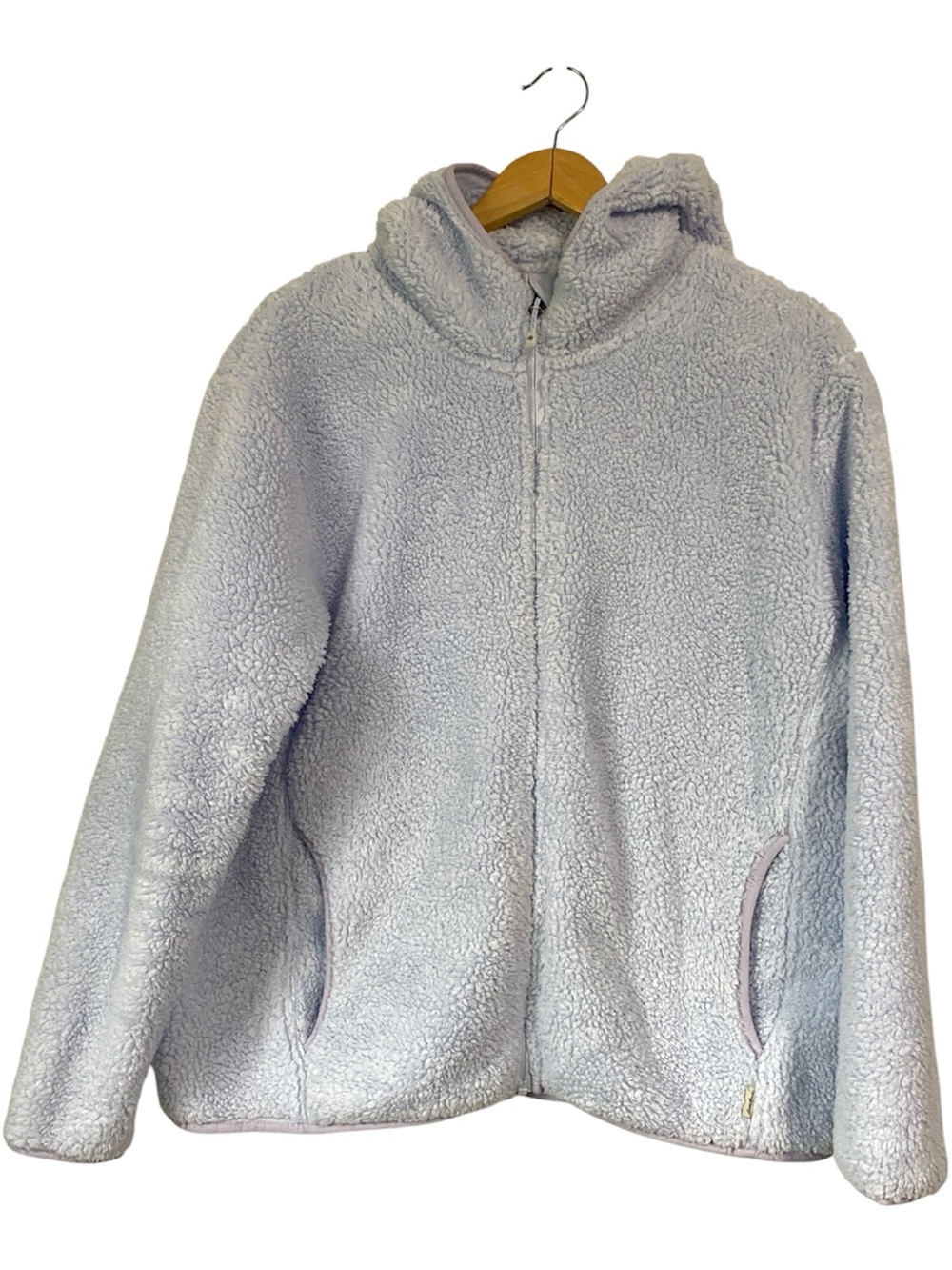 Eddie Bauer Women's Plush Fleece Full Zip Teddy Jacket Hooded Blue XL